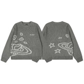 Broken Planet Planet Star Jacquard Crewneck Knit Sweater - Grey