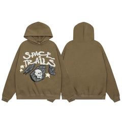 Broken Planet Space Trails Brown Oversized Graphic Hoodie